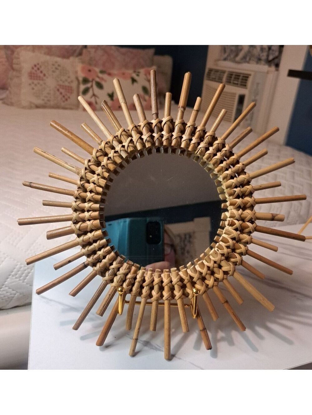 Urban Outfitters Boho Magical Thinking Woven Rattan Wall Mirror 12" - Picture 2 of 4